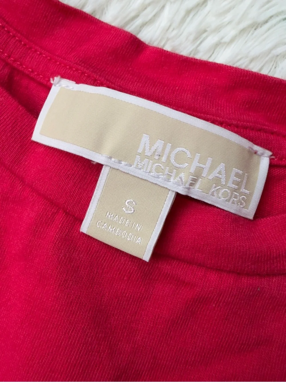 Michael Kors fuchsia Short Sleeve Lace-Up Shoulder Tee